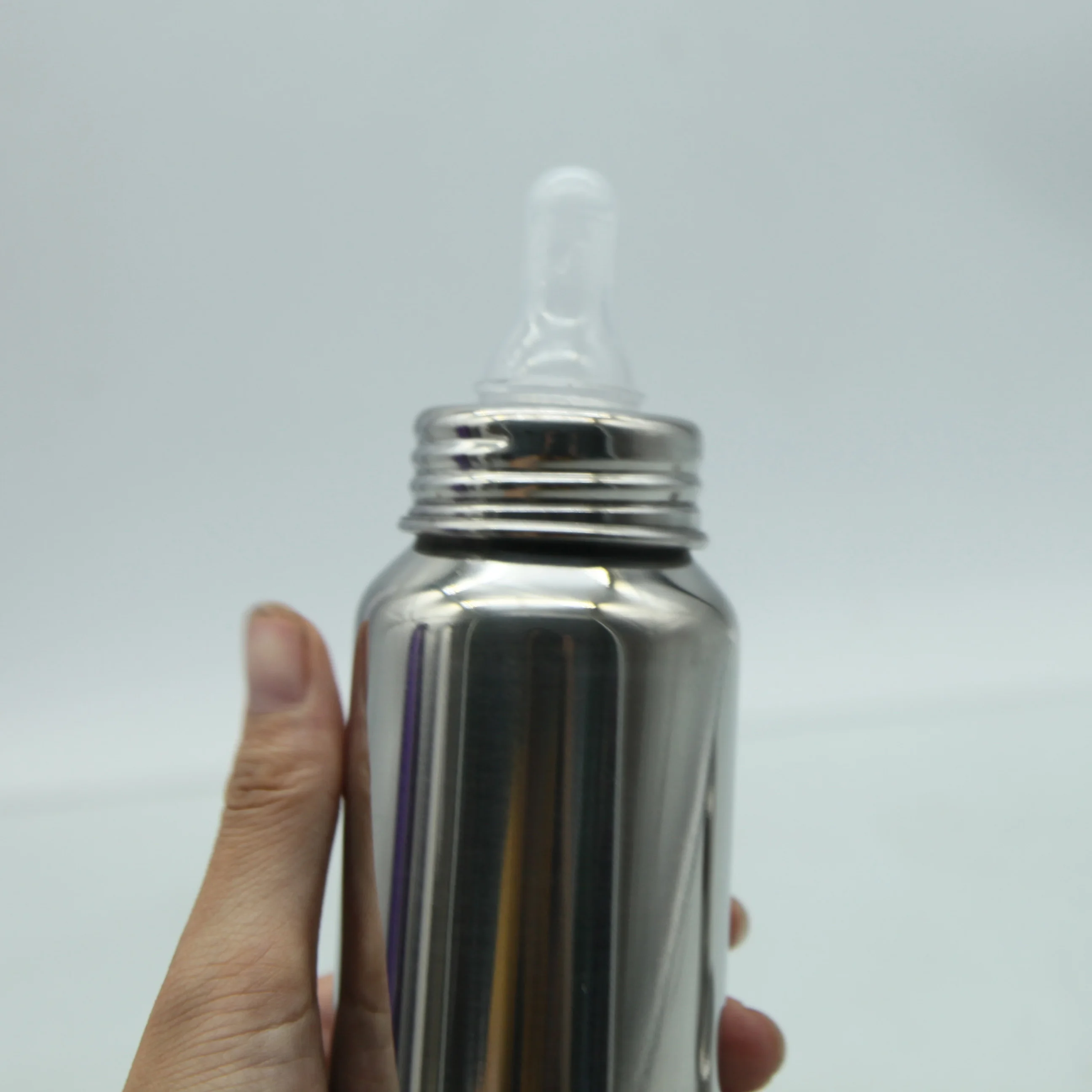 
New style creative single wall stainless steel small capacity 120ml and 240ml lovely little baby milk feeding bottle 