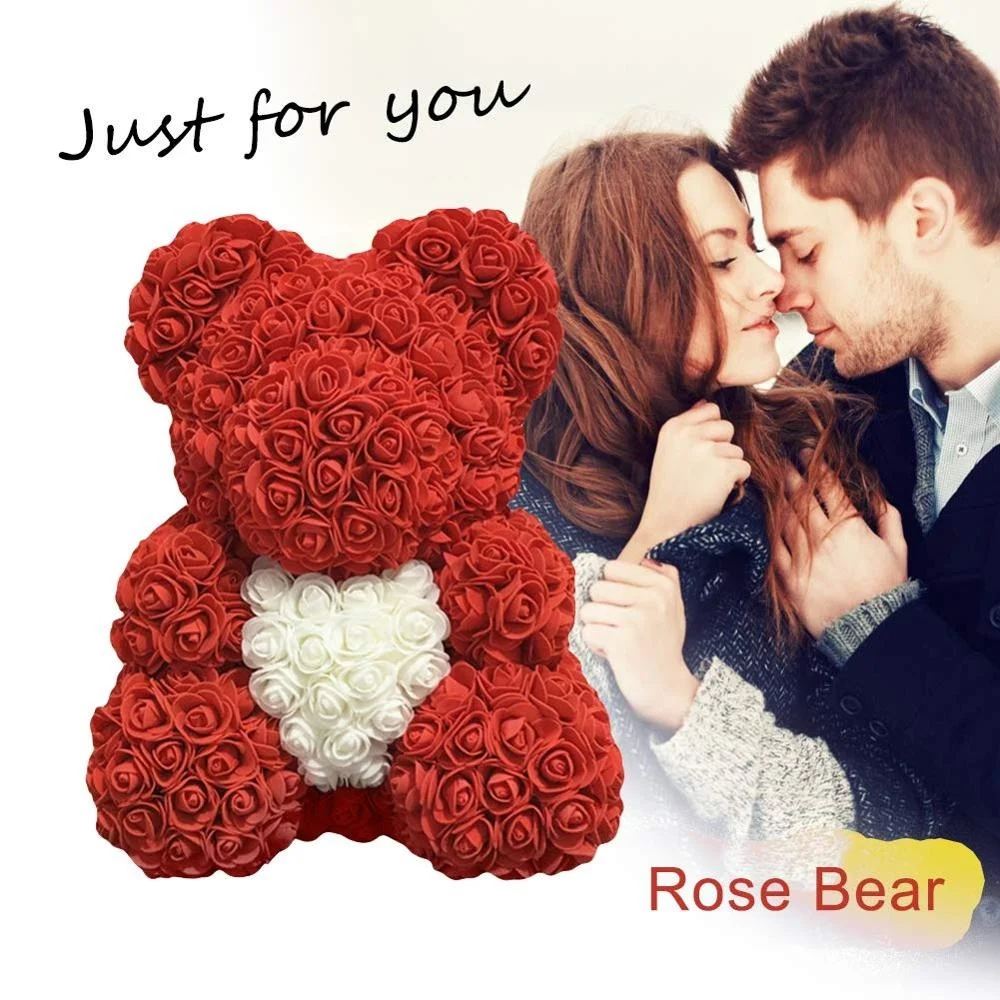 
Artificial Red Heart Plush Gift Box Rose Teddy Bear for Anniversary Christmas Valentines Gift 