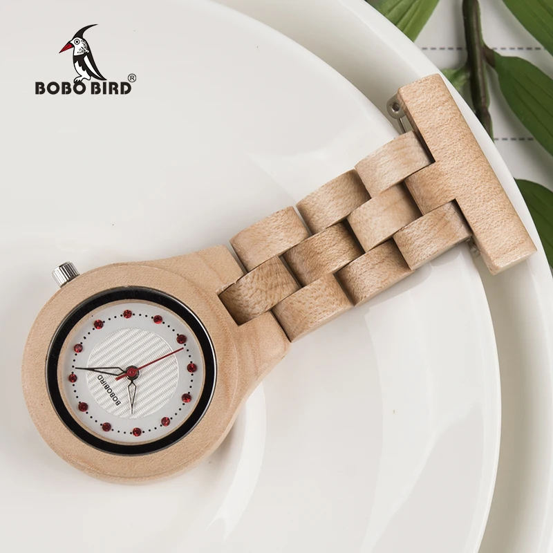 Antique Diamond Nurse Wristwatch Wooden Pocket Watch with wood strain