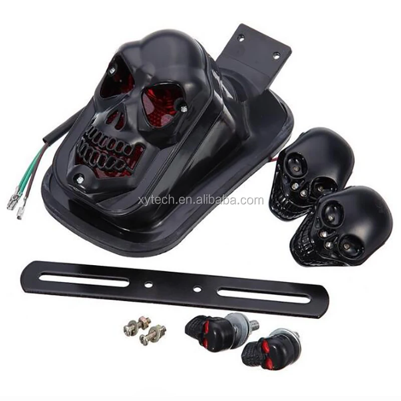 Motorcycle Skull Turn Signal Rear Brake Tail Light Modified Accessories LED Skull Taillight Turn Signal Lights
