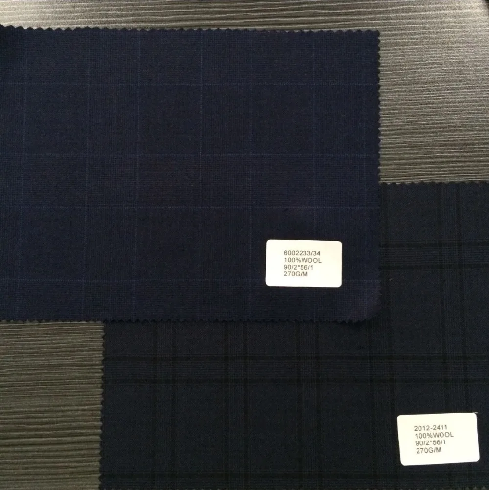 100 merino wool plaid fabric fancy suiting fabric