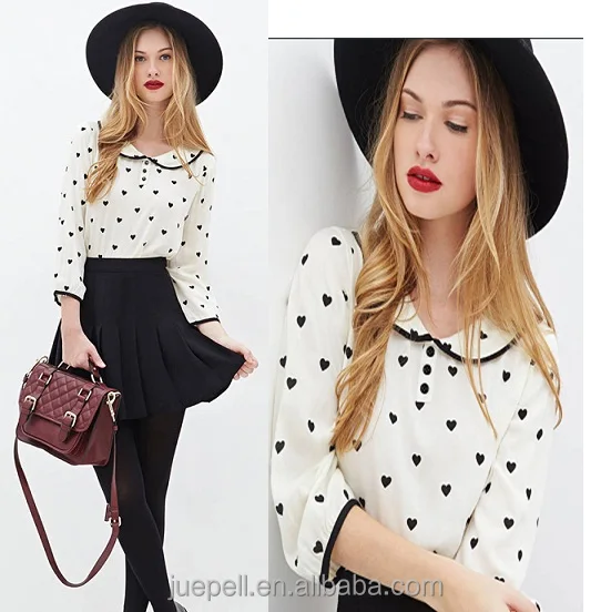 
Long sleeve tops white chiffon clothes new design elegant chiffon laides blouse 