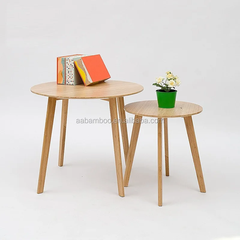 Экологически чистый современный круглый стол, четырехногий бамбуковый столик для кофе