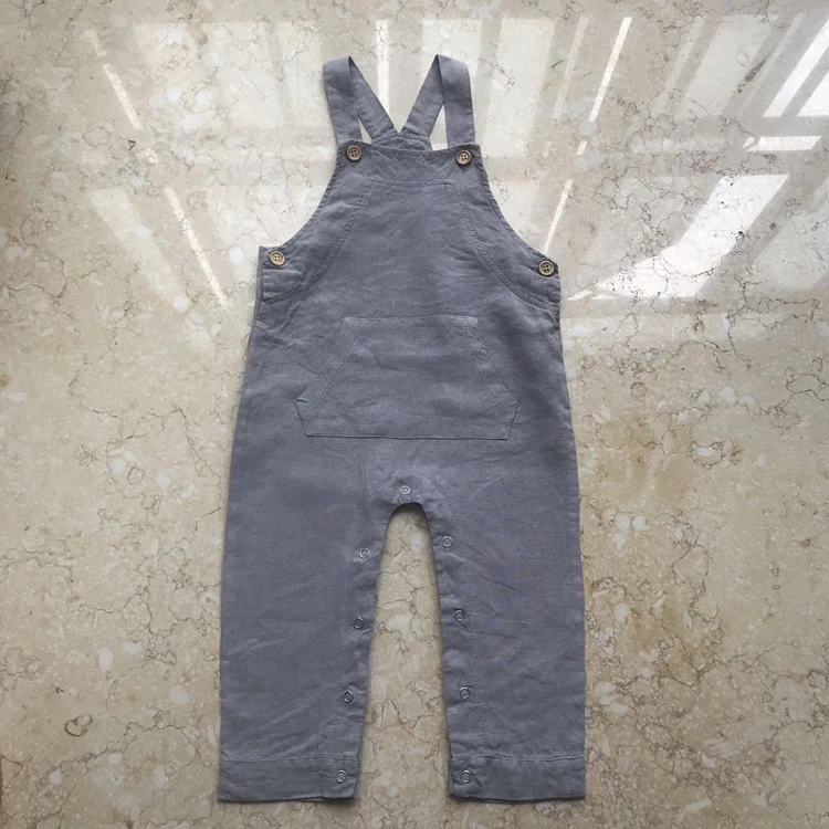 Organic linen overalls baby clothes,Summer strap jumpsuit pure linen clothes suspender pants