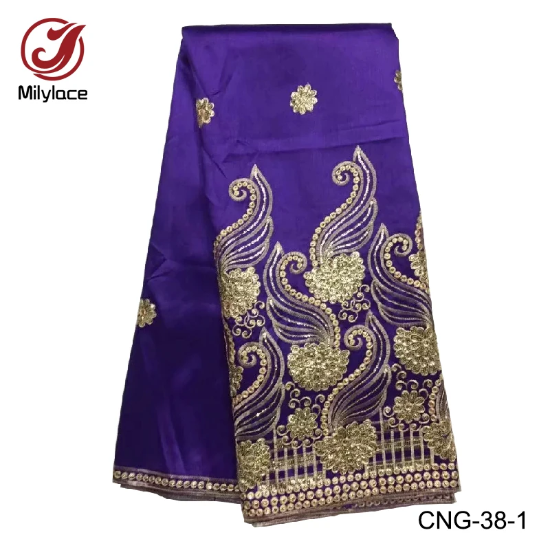 Fashion 2020 embroidery patch flower African George Lace Fabric with Sequin