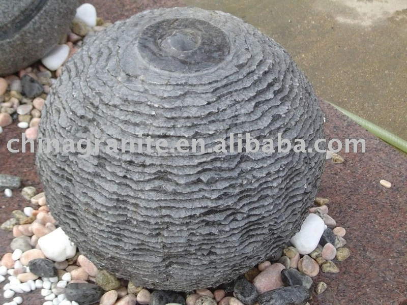 outdoor garden fountain ball water feature grinded black marble ball fountain