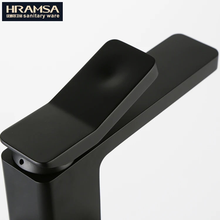 HRAMSA manufacturer home bathroom mixer, square brass black wash basin tap
