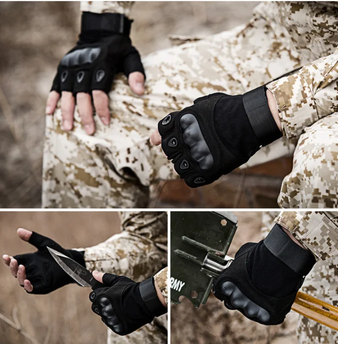 Free Sample Half Finger Tactical  Gloves  Protect Shell Carbon Paintball Combat Gloves