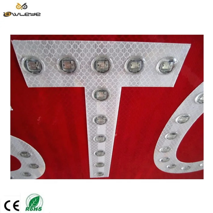 Octagon stop go led led flashing traffic light safety electric fence warning board reflective solar aluminum traffic road sign