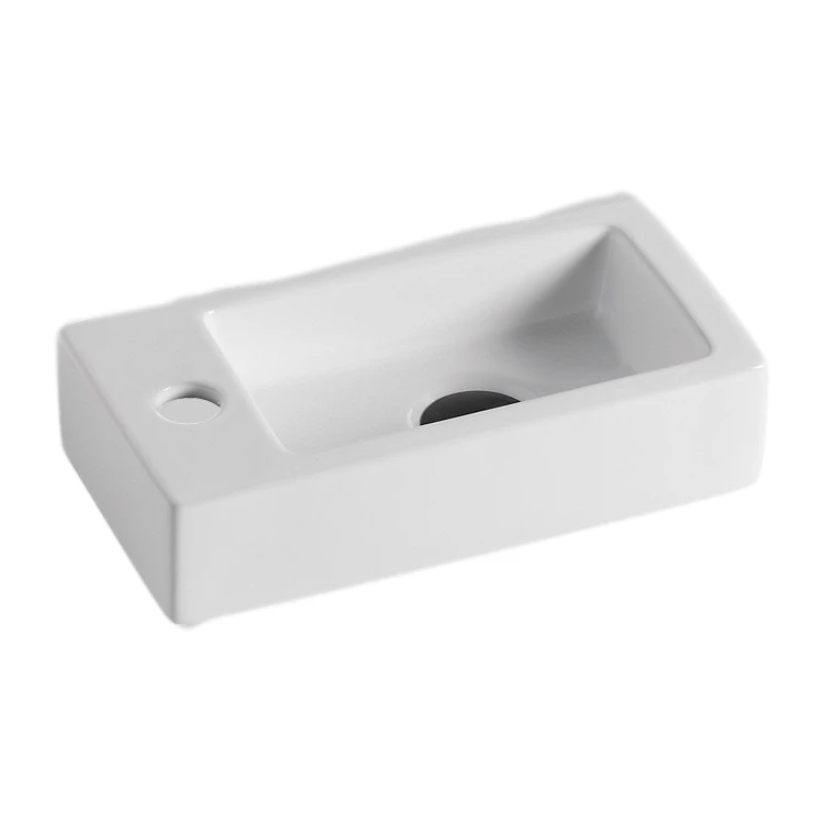 Modern design small white glazed rectangle single hole wall hung basin bathroom hand sinks for factory