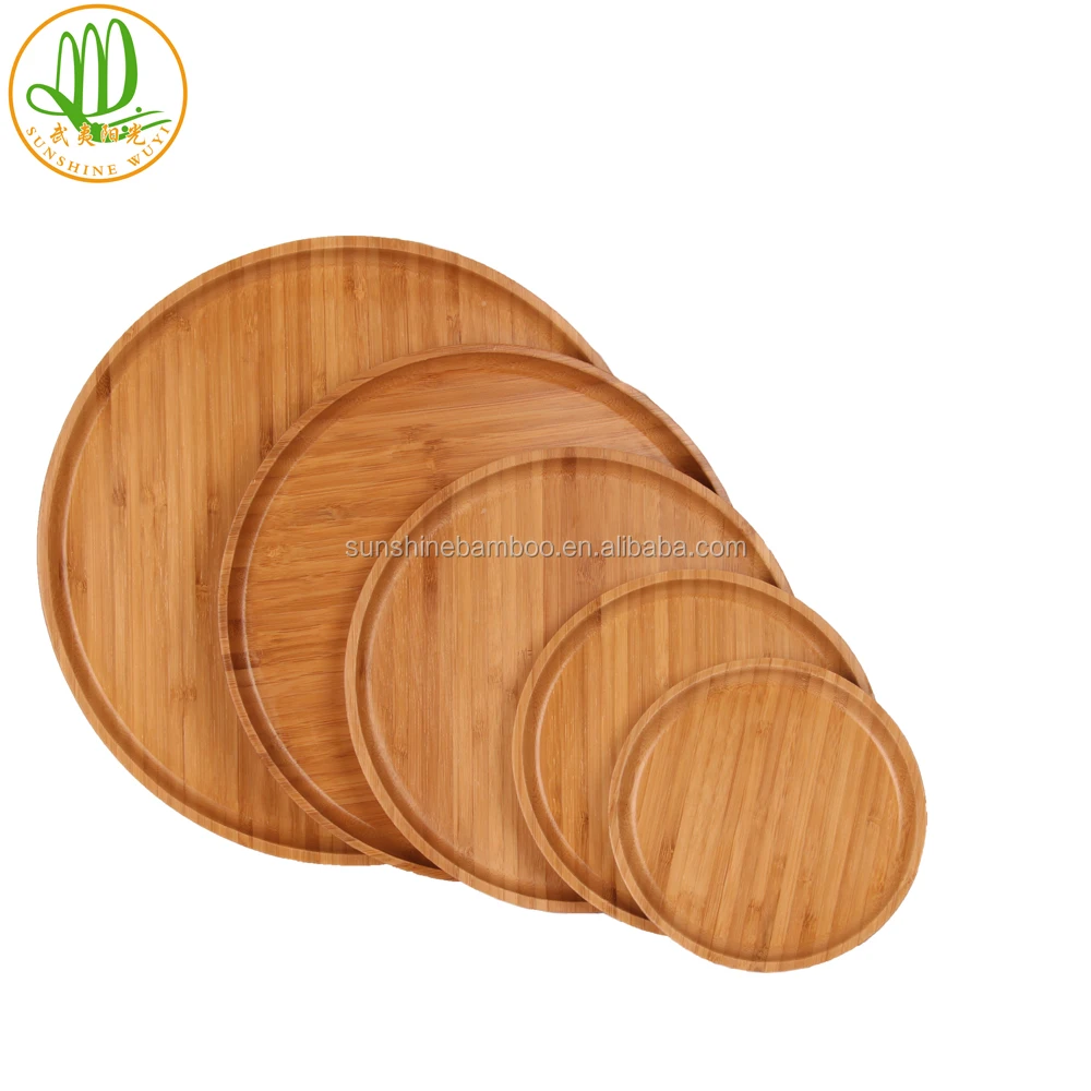 Unique Serving Plate for Snacks Custom Eco-friendly Round Bamboo Natural Customized Party Modern Shrink Wrap Plate Dish 1000pcs