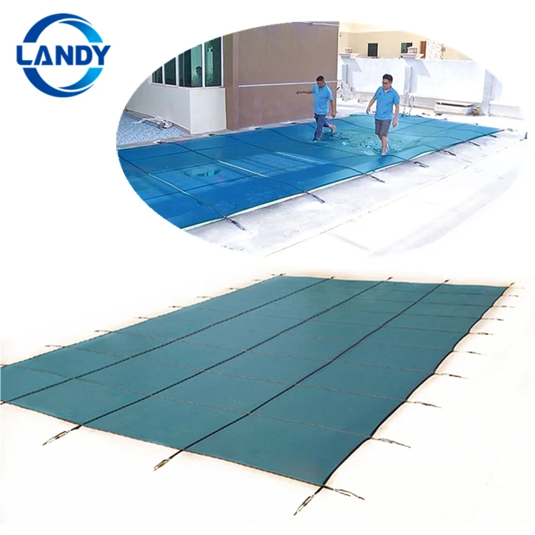 Custom shape canvas swimming pool covers net pool pe mesh fabric cover pool cover mesh or solid