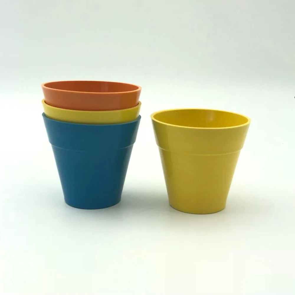 High quality Bamboo fiber plastic flower pots biodegradable flower planter decoration garden pot planter