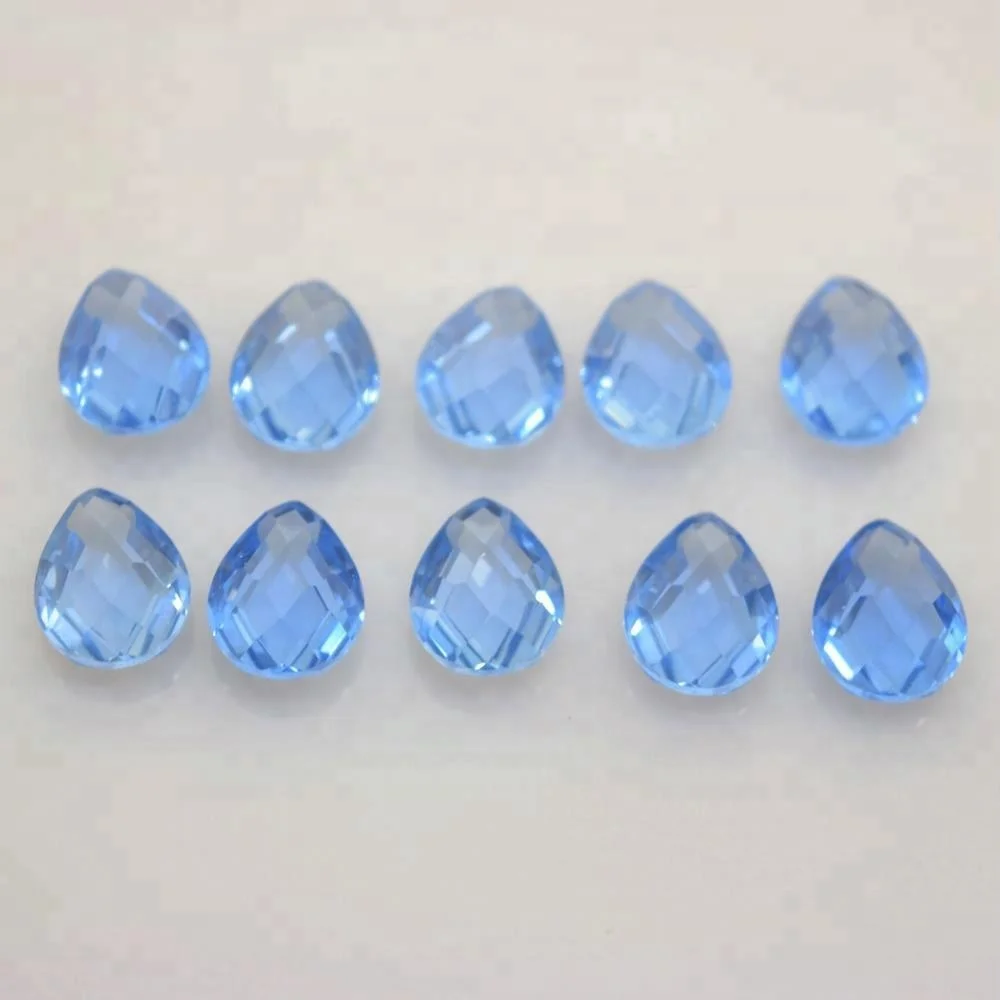 Checkerboard Light Blue Synthetic Spinel Gemstone