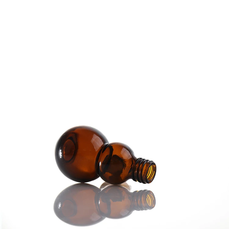 Gourd Essential Oil Bottle with Dropper Fancy Antique Glass Custom Made Screen Printing Cosmetic Amber or Your Custom Color
