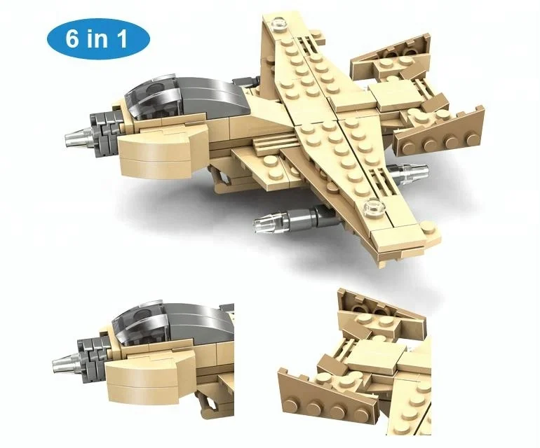 Lele Brother Plane Fighter Bricks Toy 6 in 1 Military Aircraft Kids Building Blocks