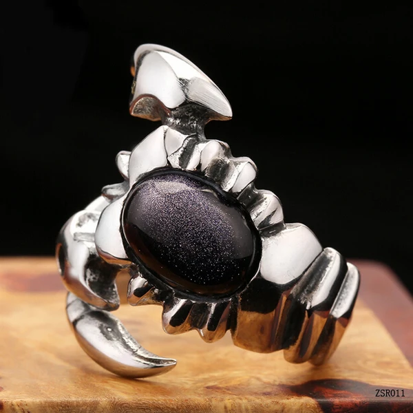 Aliexpress бестселлеров 316L нержавеющая сталь камень открытым скорпион кольцо для мужчин