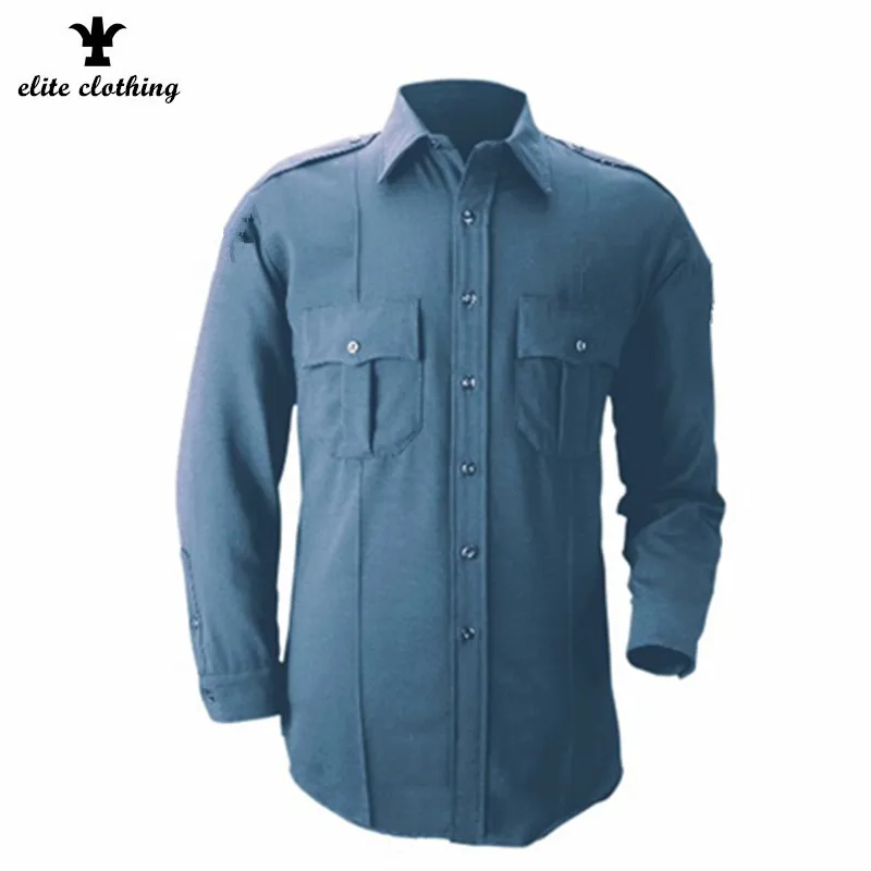 Bulk Custom Made Long Sleeve Police Uniform Shirt Cotton