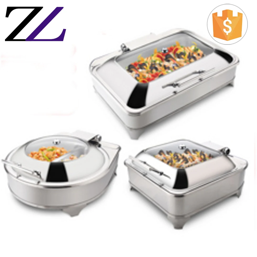 5 star hotel kitchen equipment buffet induction cooker with GN pan luxury glass lid chafing dish price in dubai