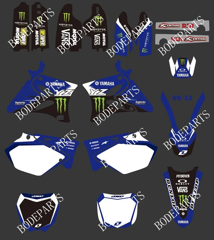 New Style TEAM GRAPHICS&BACKGROUNDS DECALS STICKERS Kits for YAMAHA YZ125 YZ250 2002-2012 DST0003