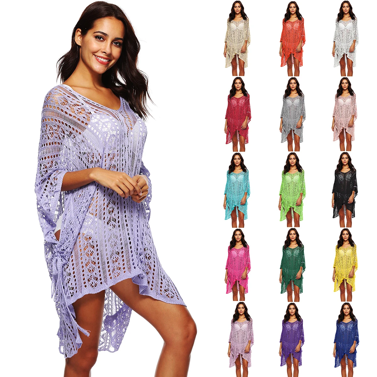2022 Women Swimwear Lace Crochet Bikini Cover Up Beach Dress Swimsuit Bathing Suit Swim Cover Up Women