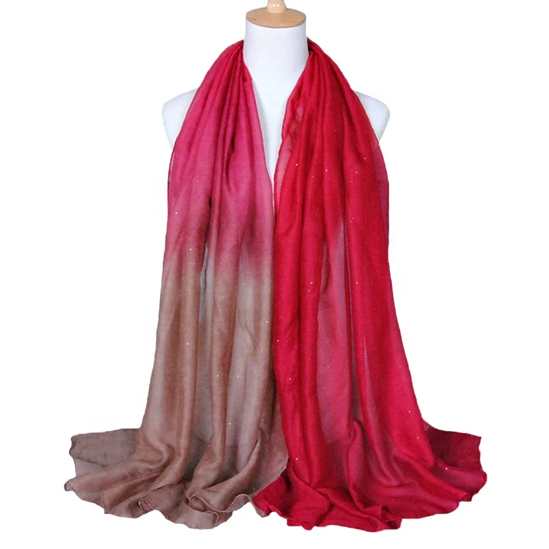 Wholesale 2020 New Autumn Winter Cotton Linen Bali Voile Classic Gilding Ombre Gradient Color Women turkish scarves Hijab Scarfs