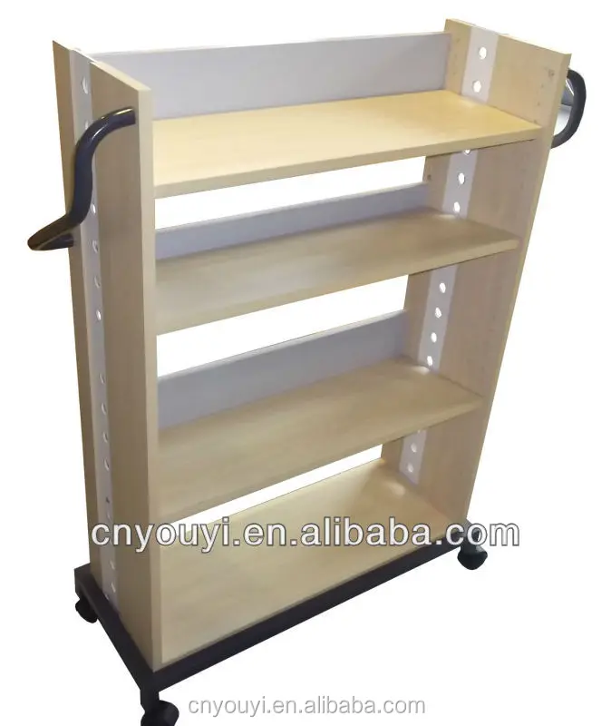 Library book trolley acrylic book cart with wheel furniture from china