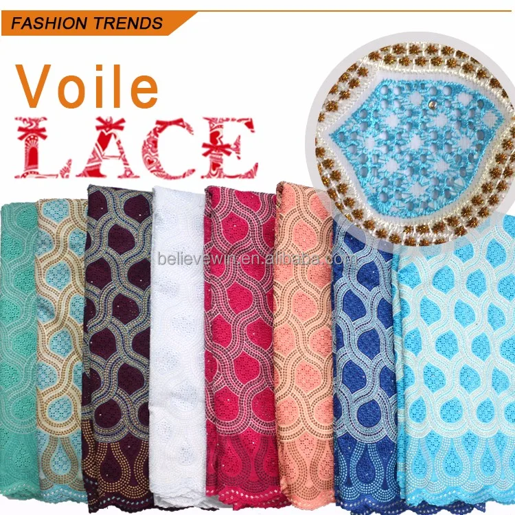 trustwin best selling good quality african swiss voile lace in sky blue
