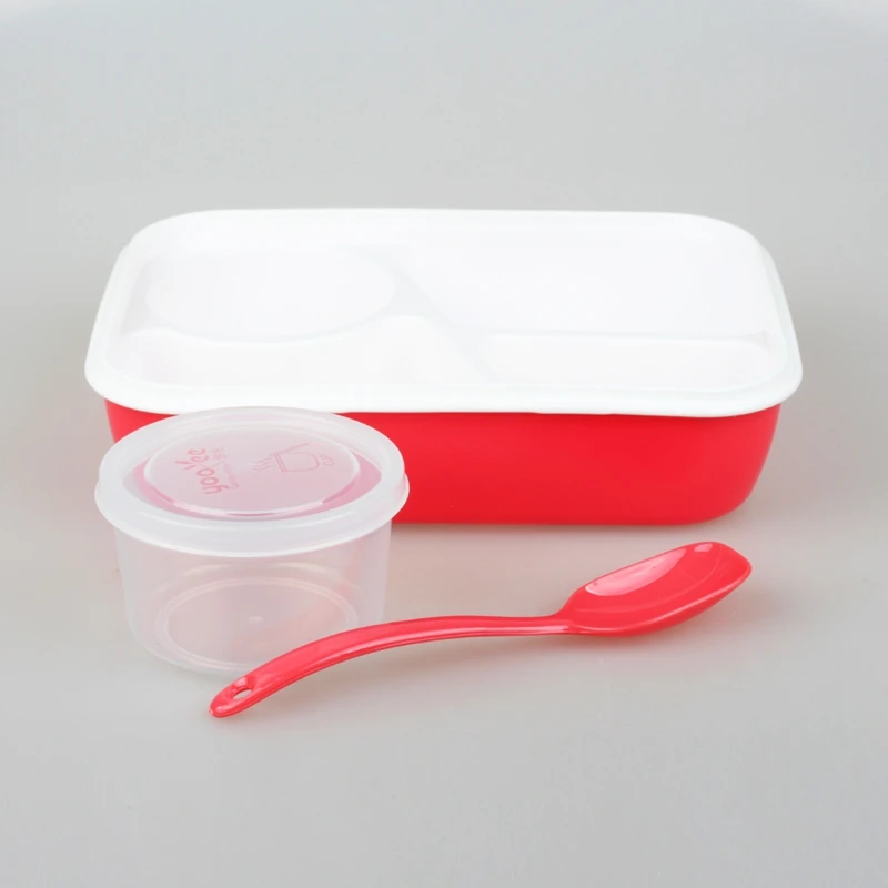 Wholesales Microwavable 3 compartments plastic Children lunch box bento box lunch with cutlery