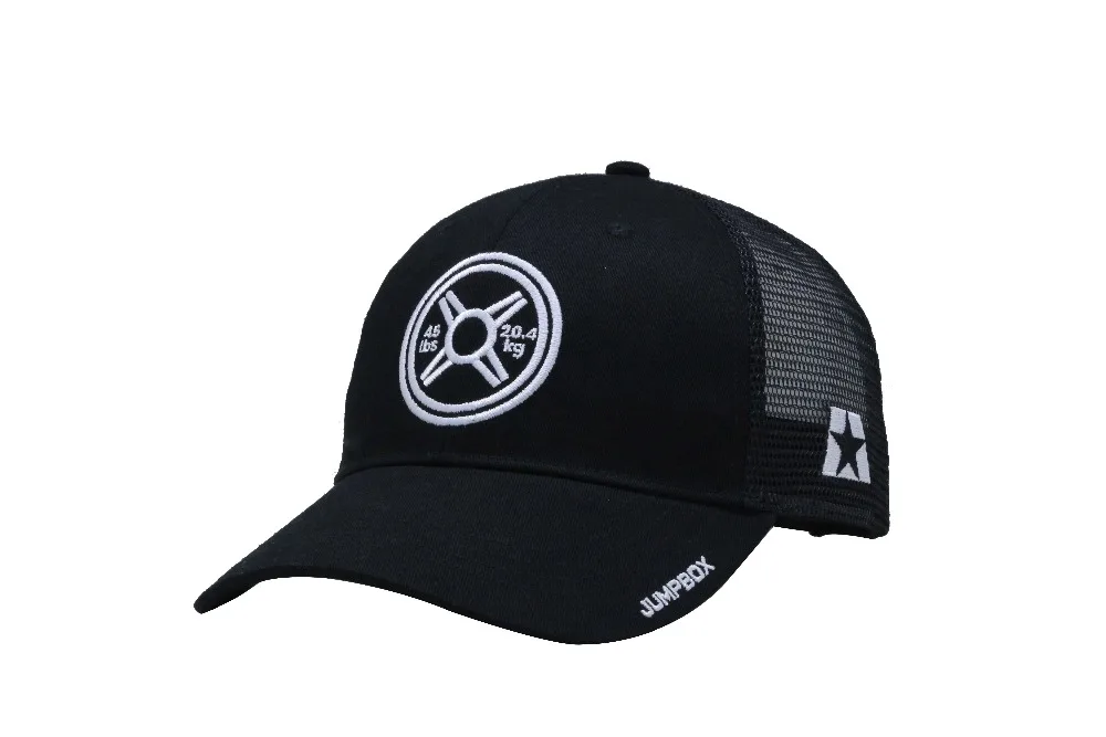 
Black Custom caps logo Embroidery 6 Panel Mesh Trucker Hat 