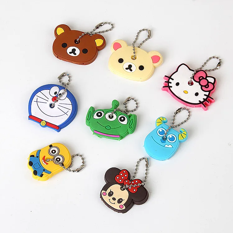 Factory Manufacture Cheap Wholesale Cartoon Anime Cute Animals Key Cover Cap Keychain