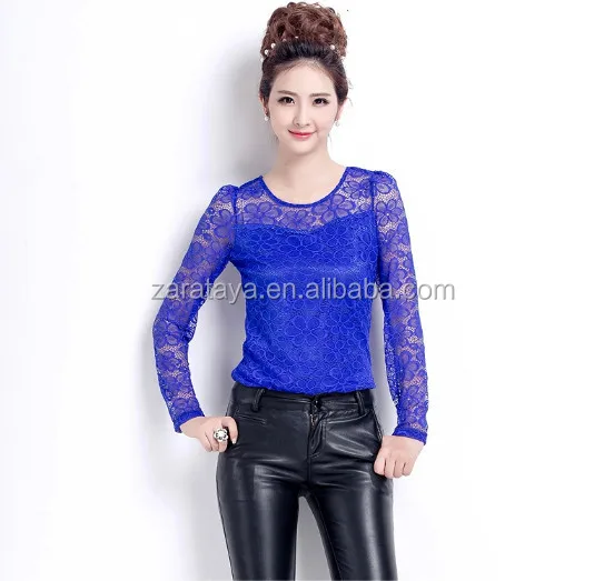 
2014 fashion Blue Shirt / Blouse Top Type plus size lady blouse long sleeve ladies top lace blouses for fat ladies designs 