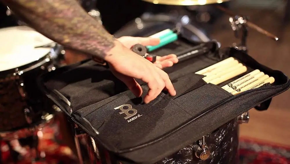 Custom classic drum stick bag mallet pouch with outside pocket and floor tom hooks