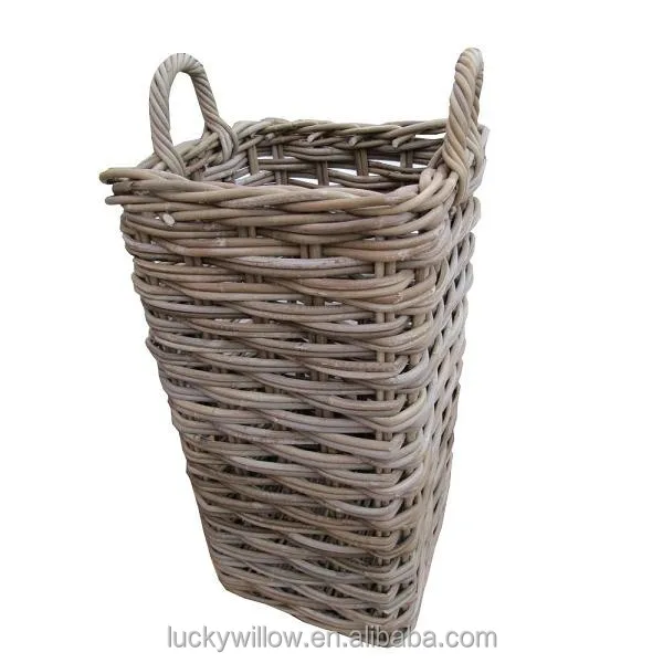 Grey Buff rattan Umbrella Stand basket