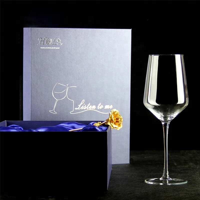 OEM Logo Personalized Mouth Blown Lead-free Crystal Clear Bordeaux Wine Glass