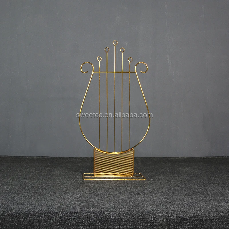 2019 new design wedding deco of harp shape electroplate wedding arch flower stand centerpiece