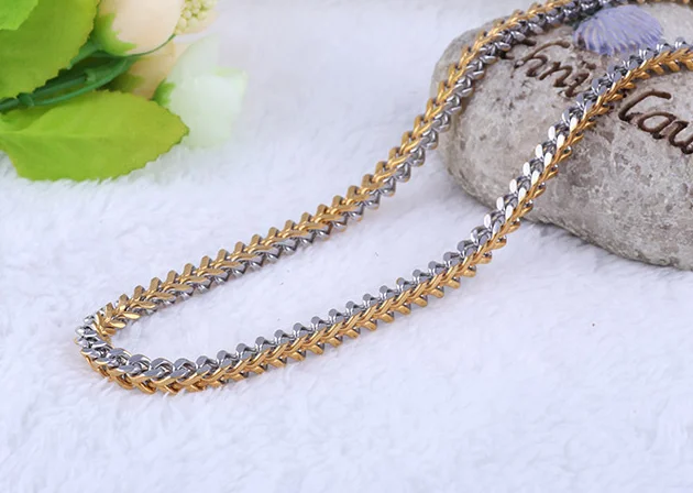 
Wholesale Gold Plated Punk Rock Style Chunky Heavy Wide Stainless Steel Link Chain Necklace 