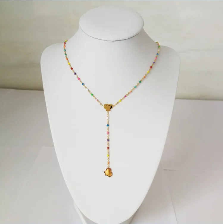 
2020 Butterfly Wholesale Women Epoxy Gold Stainless Steel Colorful Enamel Pendant Necklace 