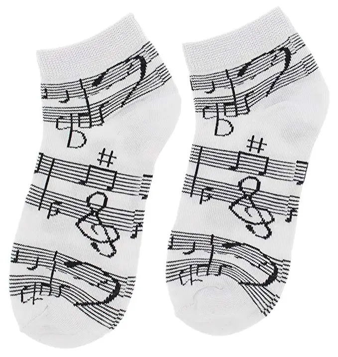 Custom boys girls piano music jacquard ankle student socks for children
