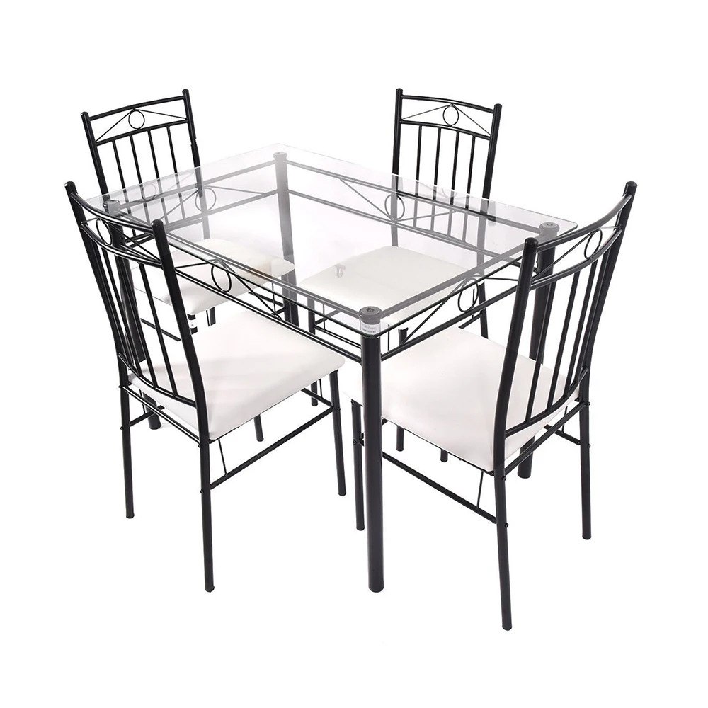 Прямоугольный металлический обеденный стол и стулья C301