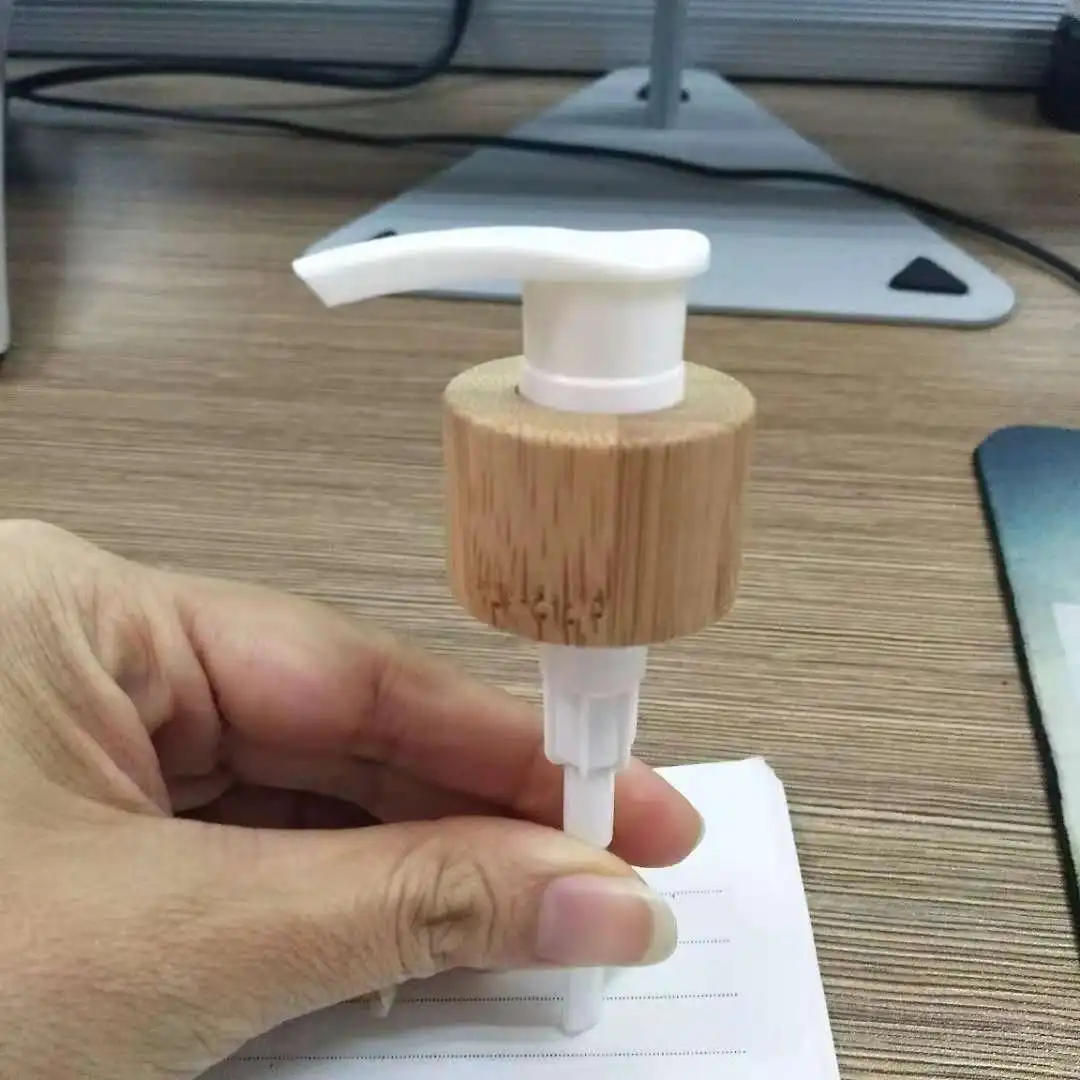 Wholesale 18/410 24/410 58/410 Bamboo Collar PP Plastic lotion Pump for shampoo lotion bottle