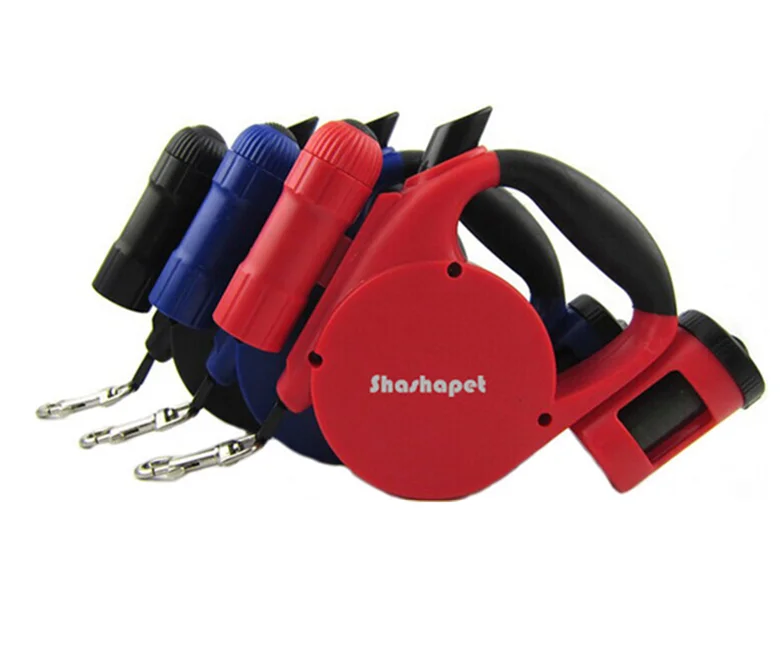 5M 9pcs Super LED Light dog leash with waste bag dispenser ,LED leash with bag,retractable leash and dog lead