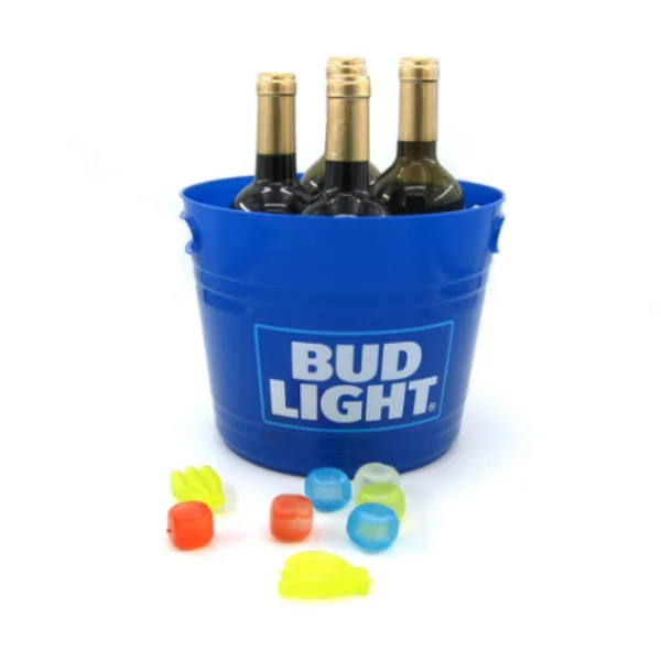 HY7037  1.5L Square Customized Transparent Plastic Beer Ice Bucket With Handle (size:13*13*14.8cm)