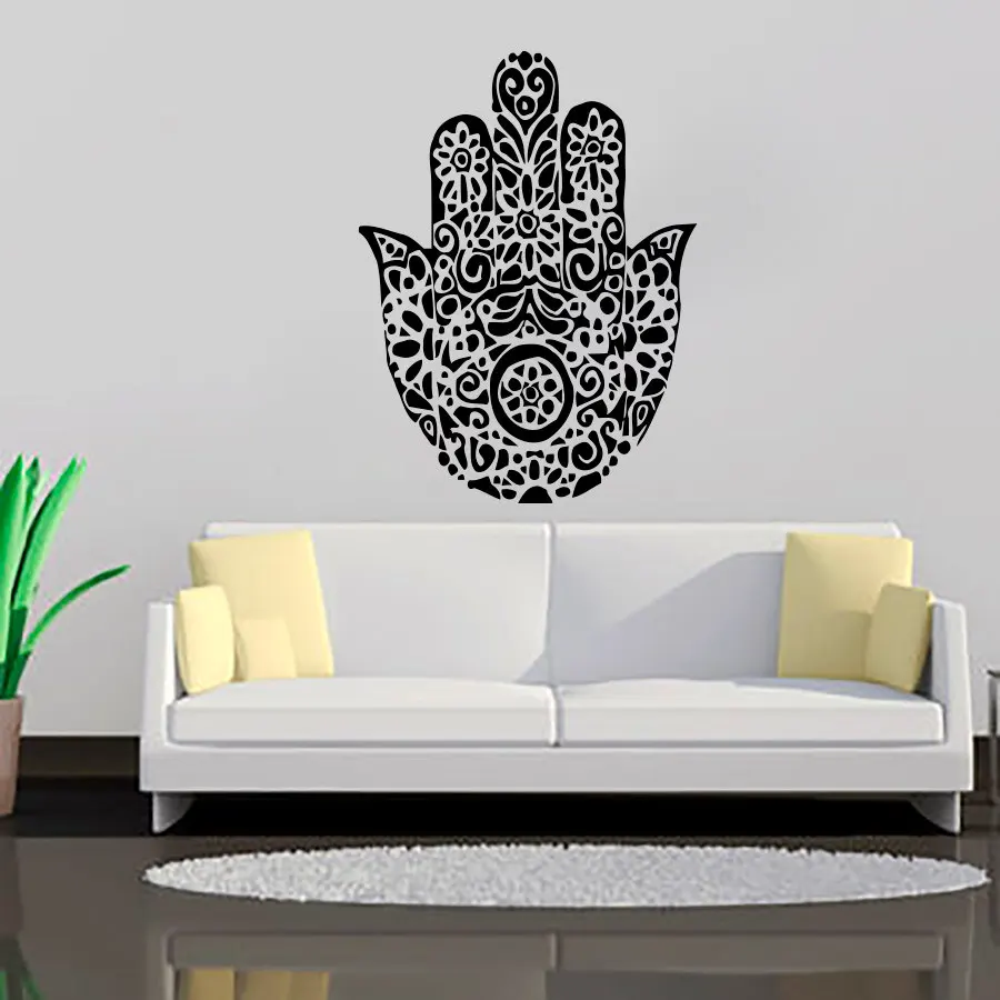 Black Printed Hamsa Hand Wall Decals Art Vinyl Transfer Sticker Living Room Home Decor Indian Indian Home Decor Olivia Decor Decor For Your Home And Office