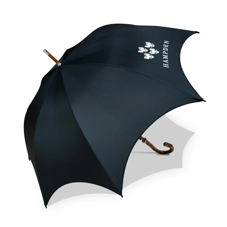 Prestige Walking Stick Umbrella Bamboo Handle Double Canopy (Jet Black)