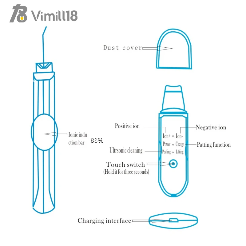 2019 Hot Selling Deep Clean Facial Skin Scraper Electric Ultrasonic Skin Scrubber For Beauty Whitening Facial Machine