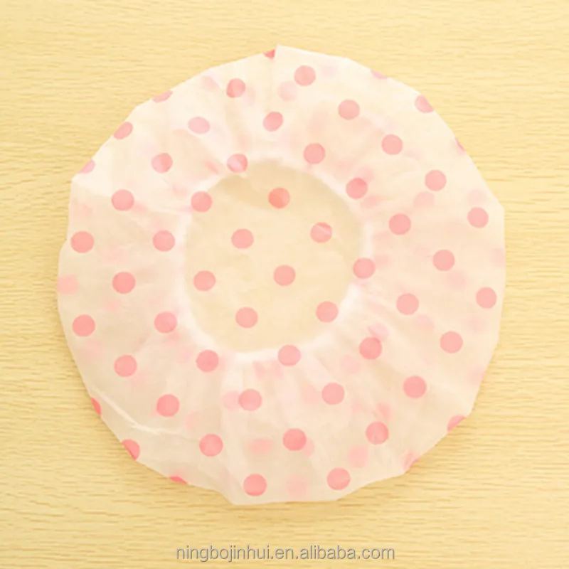 Plastic Shower Caps Cartoon Print Waterproof Elastic Band Bathing Hat Caps