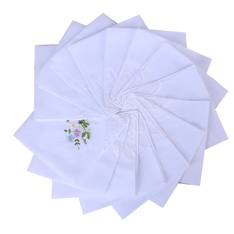 wholesale Price Women White Cotton Lace Wedding Hankies Lace Handkerchief