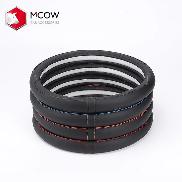 
2020 High Quality O Style D Style 38cm 15' Leather Car Steering Wheel Cover For BMW Audi Benz 