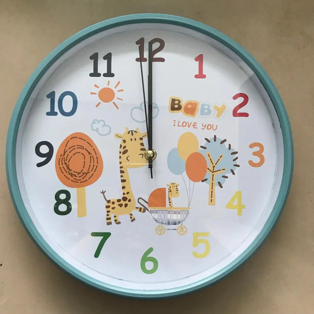 30cm kids children giraffine round wall clock,wall clock china,time clock